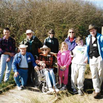 Photo of group hike with Kathleen Goddard Jones 12/25/1997 or 1/4/1998 4" x 6" color photograph