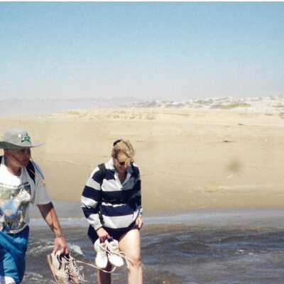 Hikers in Guadalupe- Nipomo Dunes lead by Kathleen Goddard Jones - Undated 4" x 11.5" color photograph