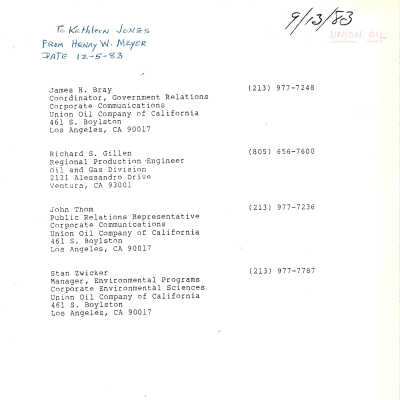 1983. Typed notes for Kathleen Jones fr - December 5