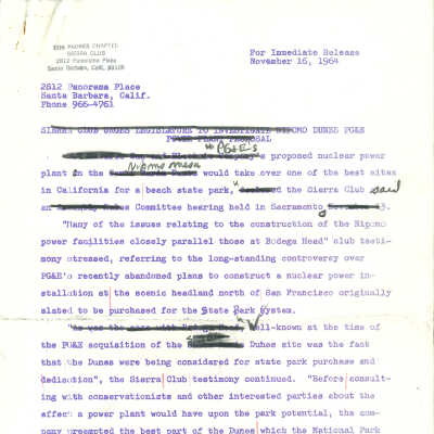 Press release from Kathleen God - November 16 - 1964