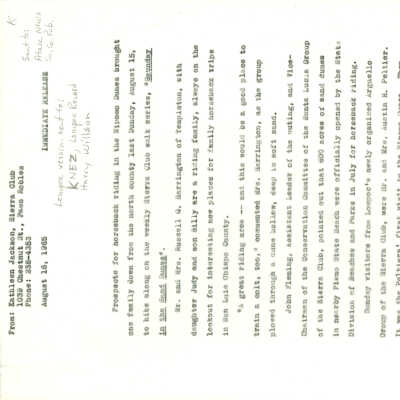 Press release from Kathleen Godda - August 16 - 1965