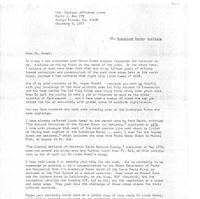 1977. Letter from Kathleen Goddard Jon - November 9