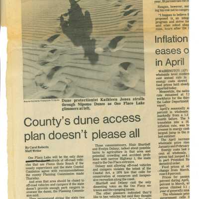 "County's dune access plan doesn't please all" - San Luis Obispo County Telegram-Tribune article - May 8 - 1981