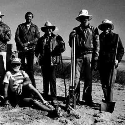 Photograph of Kathleen Goddard Jones and others in the Nipomo Dunes