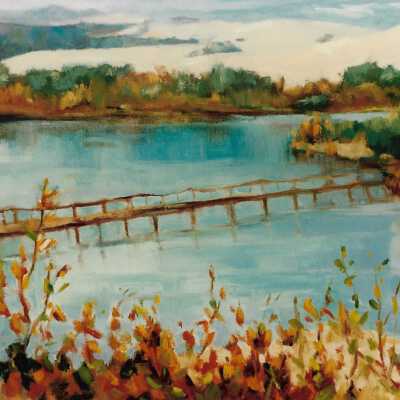Artist rendition of Oso Floco Lake Footbridge - Undated 3.5" x 5" color photograph