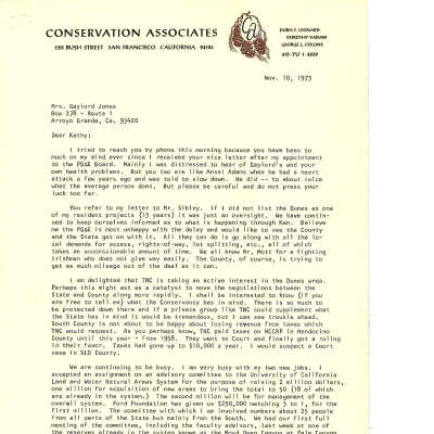 1973. Letter from Dorris F. Leonard t - November 10