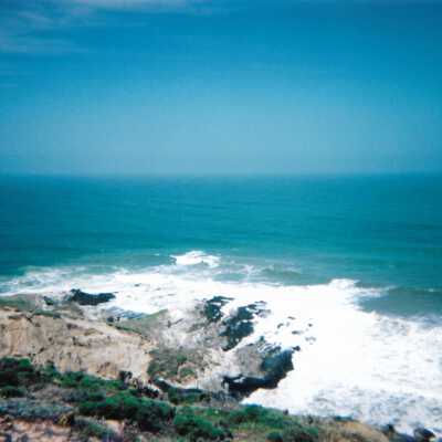 Dunes landscspe with ocean, 8/29/2005 - 5" x 7" color photograph
