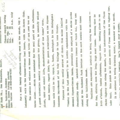Press release from Kathleen Godda - August 20 - 1965