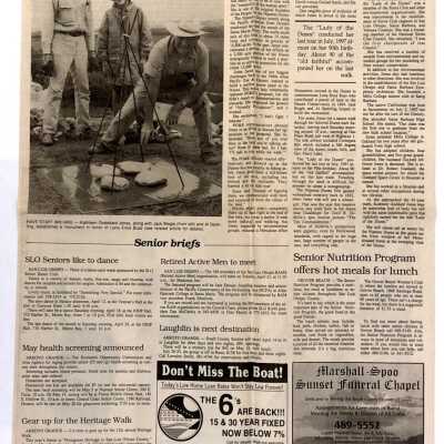 Article about Kathleen Goddard Jones, "Hat and staff are the trademark of 'Lady of the Dunes'", Wednesday April 8, 1998 Five Cities Times-Press-Recorder, Arroyo Grande, CA