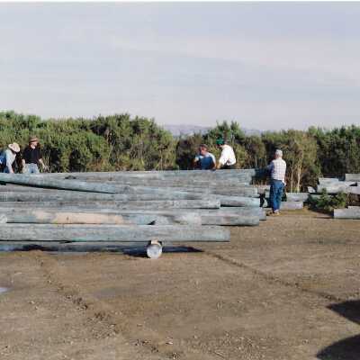 Construction of boardwalk over Oso Flaco Lake, 1994 - 4" x 6" color photograph