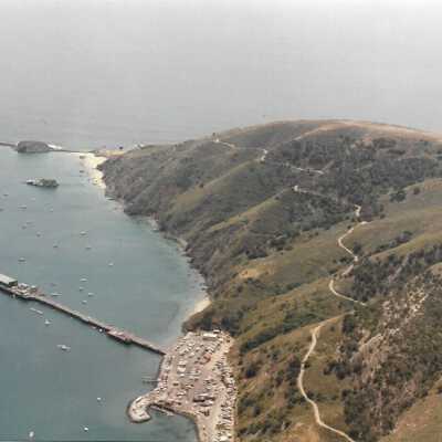 Aerial photo of Port San Luis and Avila Coastline, in photo album from Joyce Hall - Undated 3.5" x 5" color photograph