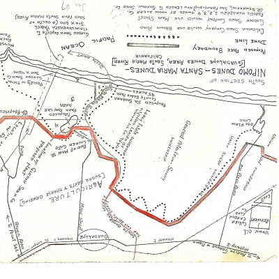 Oct-67 October 1967. South section of Nipomo Dunes - Santa Maria Dunes  with proposed park boundary line and dune lines.