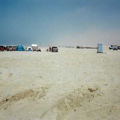 Oceano Dunes SVRA landscape with cars, in photo album - Undated 3.5" x 5" color photograph