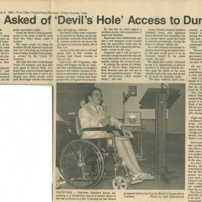 "Study Asked of 'Devil's Hole' Access to Dunes" - Five Cities Times-Press-Recorder article - July 6 - 1984