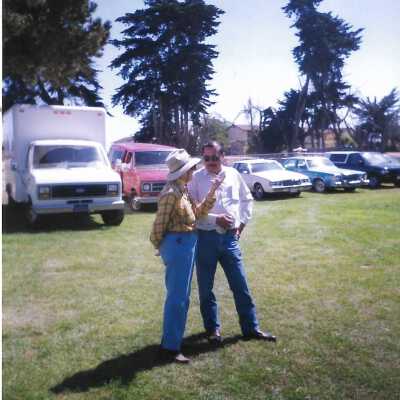 Kathleen Goddard Jones and Jose Reibalcabas, President of Rancho de Guadalupe Histrorcal Society, Le Roy Park, 9/17/1994 - 3.5" x 5" color photograph