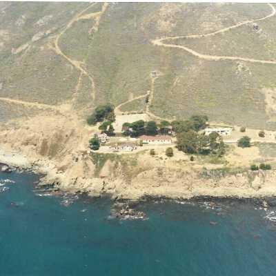 Aerial photo of Point San Luis Lighthouse and Avila Coastline, in photo album from Joyce Hall - Undated 3.5" x 5" color photograph