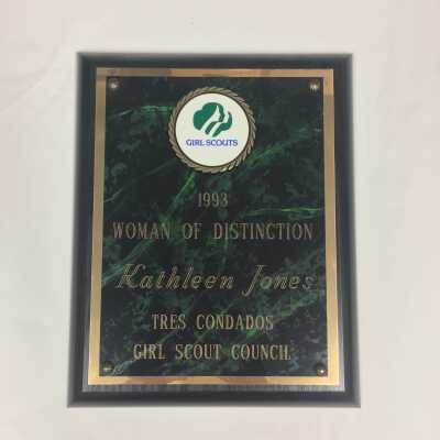 Girl Scouts Award for Woman of Distinction 1993 (plaque)