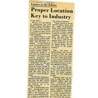 "Proper Location Key to Industry" - Santa Maria Times - Letters to the Editor - June 18 - 1965