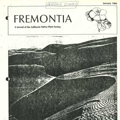 Article titled "The Nipomo Dunes", written by Kathleen Goddard-Jones - Fremontia, the journal of the California Native Plant Society - January 1984