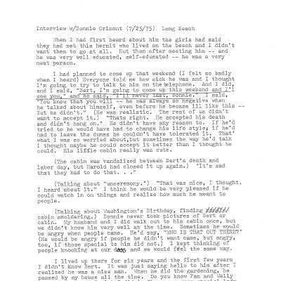 Bonnie Grimont interview transcript, regarding Ber