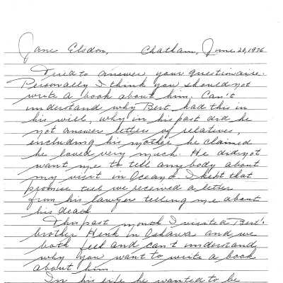 Letter to Jane Elsdon, June 20, 1976 - 2023.01.63