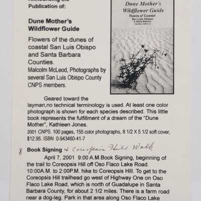 Announcemnet of Publication of: "Dune Mother's Wildflower Guide" by Malcolm McLeod