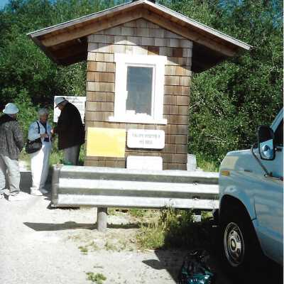 Parking and fee kiosk for Dunes access, in photo album - Undated 3.5" x 5" color photograph