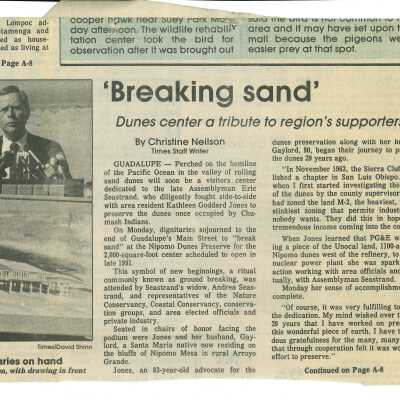 "Breaking Sand" - Santa Maria Times article - October 9 - 1990