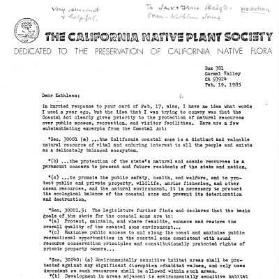 1985 Letter from Mary Ann Matthews to - February 19