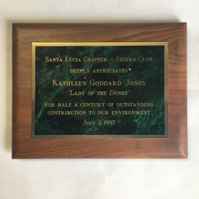 Sierra Club Recognition award 1997 (plaque)