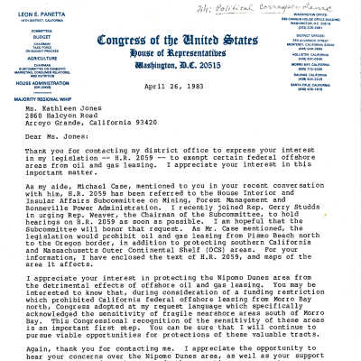 1983. Letter from Leon E. Panetta, membe - April 26