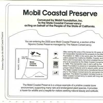 Mobil Coastal Preserve signs and maps