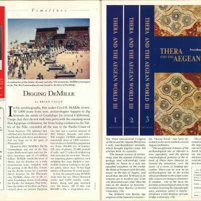 "Digging DeMille." Details on the production of The Ten Commandments as well as the excavation. Written by Brian Fagan