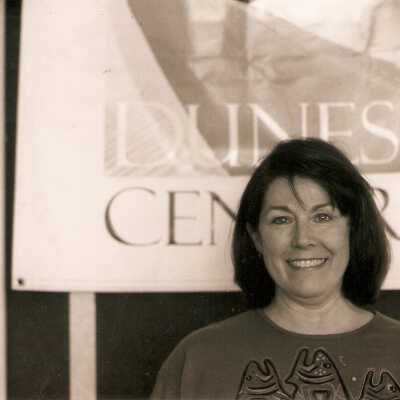 Volunteer Appreciation Party at Dunes Discovery Center July 2000; Sharon Wyche.  4" x 6" black and white photograph