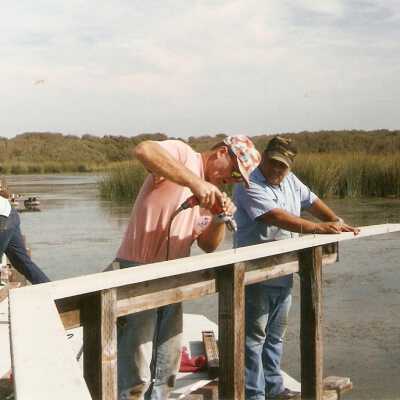Bridge construction 1994. Roger Hamm and Pete St. John.