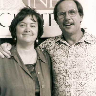 Volunteer Appreciation Party at Dunes Discovery Center July 2000; Leslie Mosson and Jim Healy.  4" x 6" black and white photograph