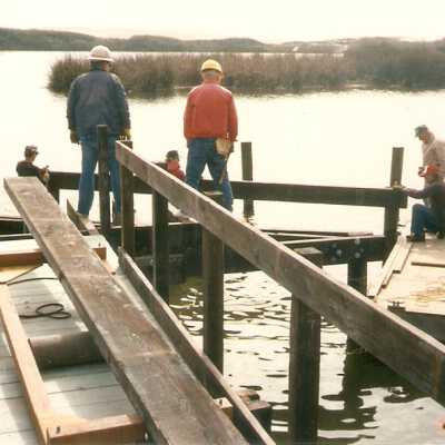 Bridge construction 1994.Pete St. John, Ray Folch, Chuck Warner, Jim Neuschwander, Dick Williams, and Roger Hamm.