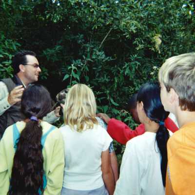 Chris Barr US Fish and Wildlife Service with an unspecified Elementary School Field Trip 2001; 4" x 6" color photograph