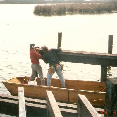 Bridge construction 1994. Chuck Warner and Pete St. John.