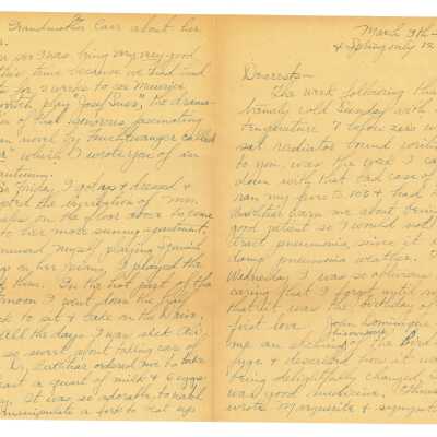 March 9, 1930, New York City, Letter from Kathleen Ali to W.R. Goddard & Family, appendix removal operation, envelope included