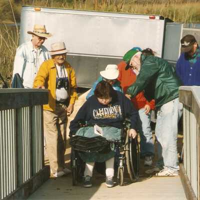 Walk for physically disabled 1994. Leonard Michal, Betty Usher, and Jack Dougherty.