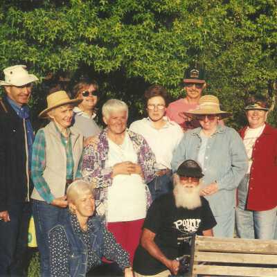 Dunes Discovery Center garden. 1st gardening with California natives class Spring 2001. Jack and Grace Beigle, Karen Wood, Florence Mathews, Kathy McCarey, Al Naydol, Judith Mcnaught, Peggy Heathcote, Alessia Passalacque, and Bill Deneen.