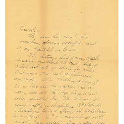December 2, 1929, New York City, Letter from Kathleen Ali to W.R. Goddard & Family, first snow in New York, envelope included