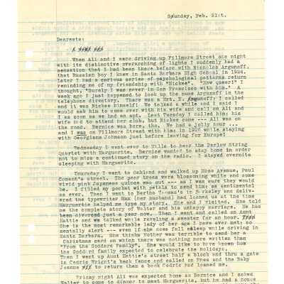 February 21, 1932, San Francisco, Typed letter from Kathleen Ali to W.R. Goddard & Family, Trip to Oakland for typewritter, high school friend, envelope included
