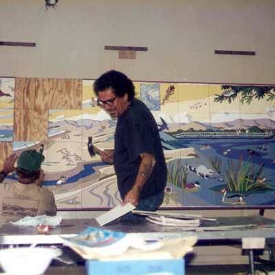 Dunes Discovery Center mural installation 11/96