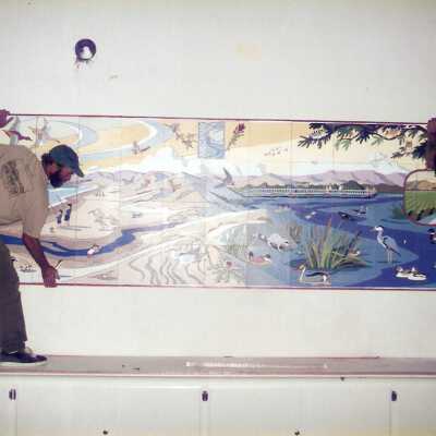 Dunes Discovery Center mural installation 11/96