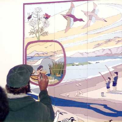 Dunes Discovery Center mural installation 11/96