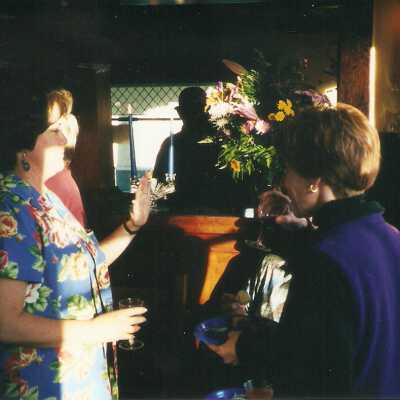 Leslie Mosson, Stephanie Wald; photograph by R - Karen Wood Retirement Party March 2001