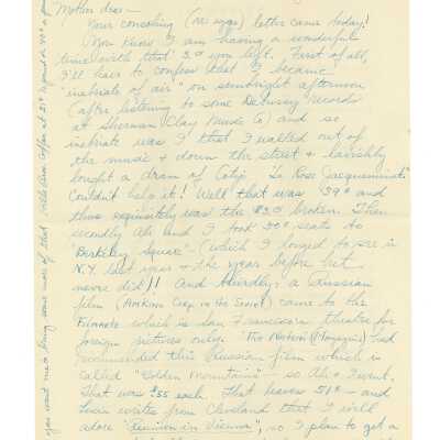 June 25, 1932, San Francisco, Letter from Kathleen Ali to Mrs. W.R. Goddard, spending $3 dollars, visiting the theater envelope included; June 1st, 1932, Letter from Khahil (Ali's Brother) about trip to Persia