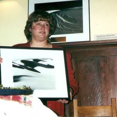 James Spellman, Karen Wood; photograph by R - Karen Wood Retirement Party March 2001